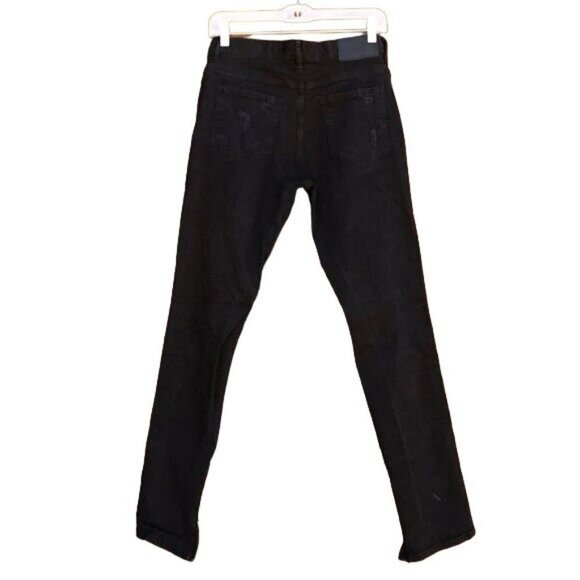 Hyper Denim Punk Slim Fit Distressed Black Goth Side Zip Jeans Skinny Size 30 - Picture 6 of 10